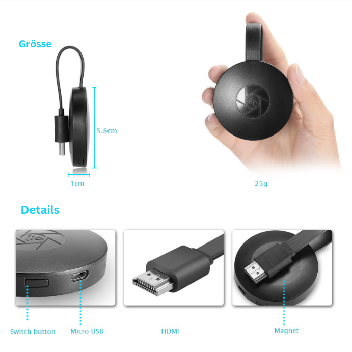 MiraScreen G2,  Crome Cast HDMI TV Display Stick